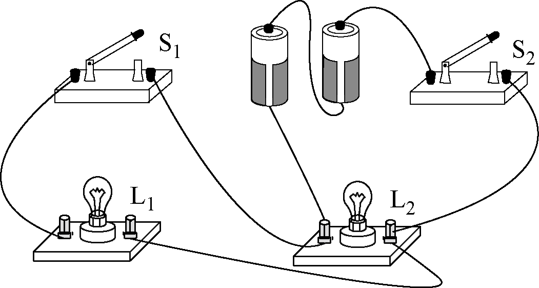 电路图中,两灯并联,开关s 与灯l 串联,s 控制整个电路,根据电路图连接